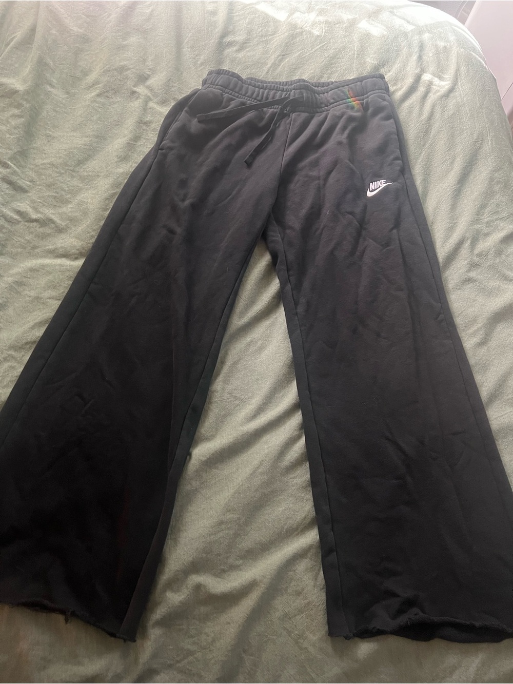 Nike Kids Black Wide-Leg Joggers with White Logo